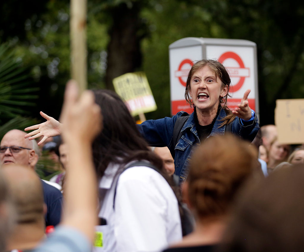 Anti-Brexit supporters take part in a protest near the Houses of Parliament in central London